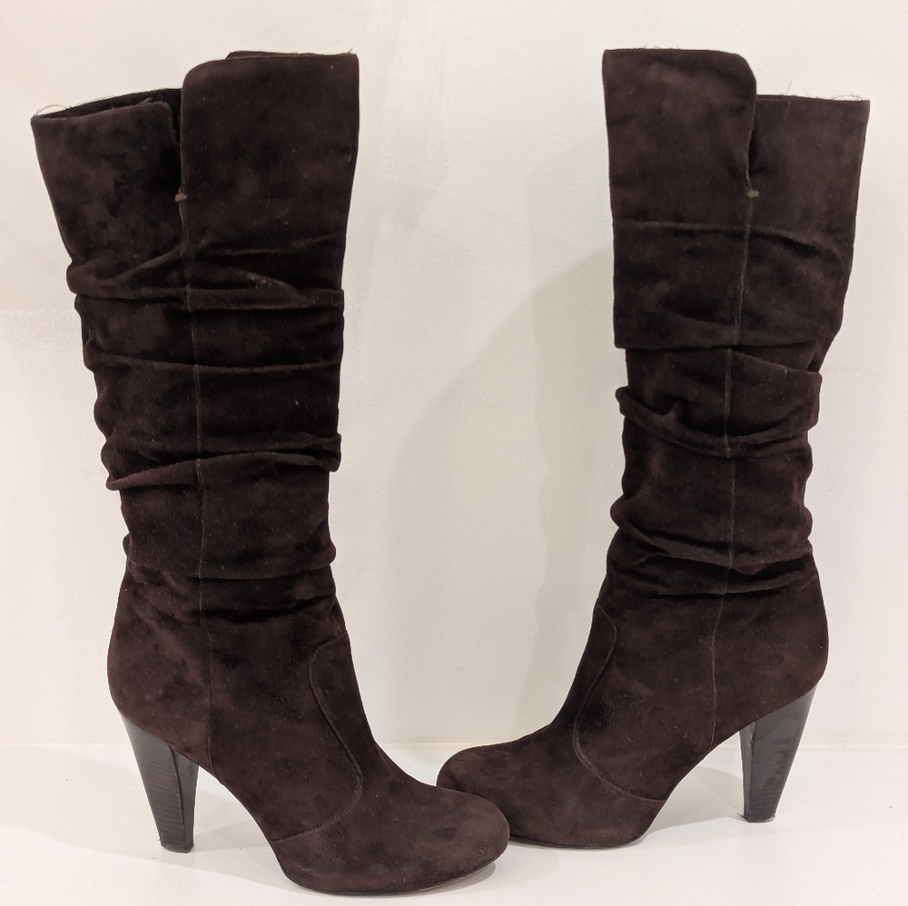 Vero Cuoio Brown Ruffled Suede Western Boots (9)